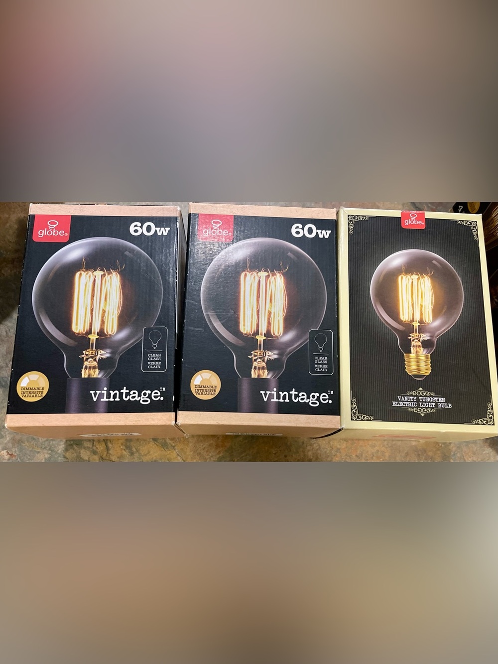 3 Globe Vintage 60W Light Bulbs